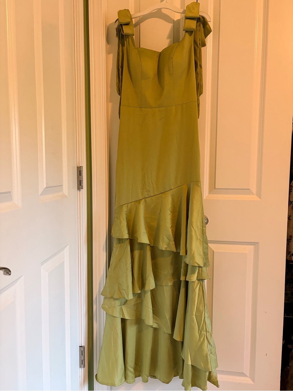 Women's Avocado Green Ruffled Maxi Dress